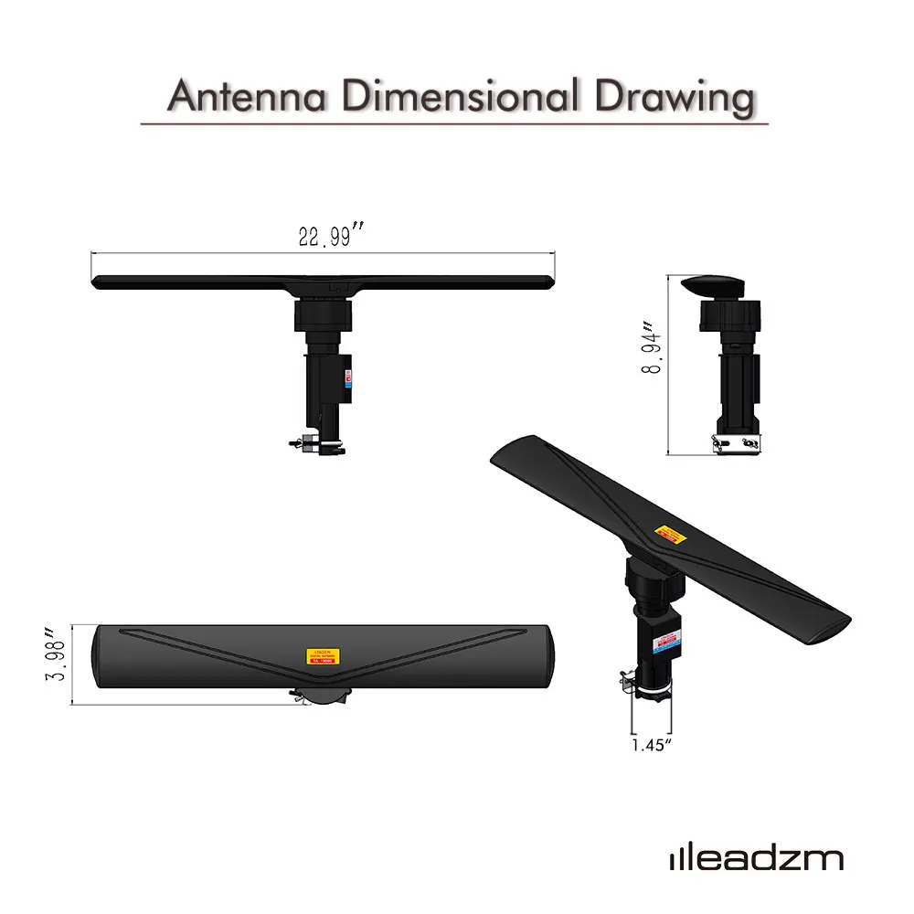 

Leadzm 10000A 110V 40-860MHz 203dB 350Rotation UV Dual-band Outdoor Antenna Black