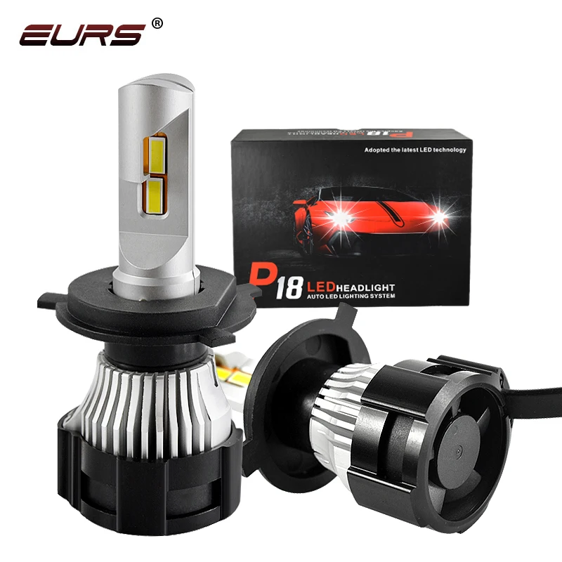 EURS P18 светодиодный свет H4 H7 H11 H8 HB4 HB3 9005 9006 9007 H13 автомобильные лампы для фар машины