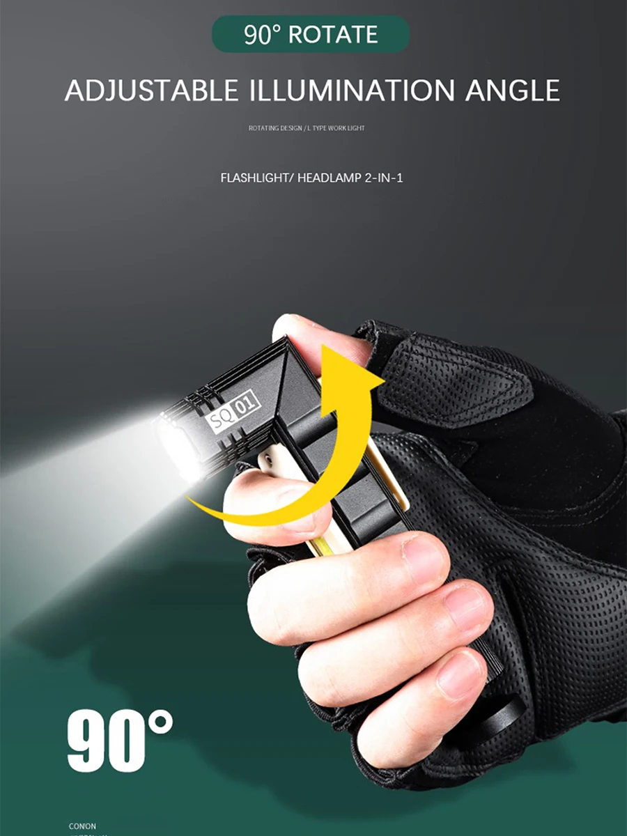 Светодиодный фонарик рабочий свет usb зарядка встроенный аккумулятор фонарь для