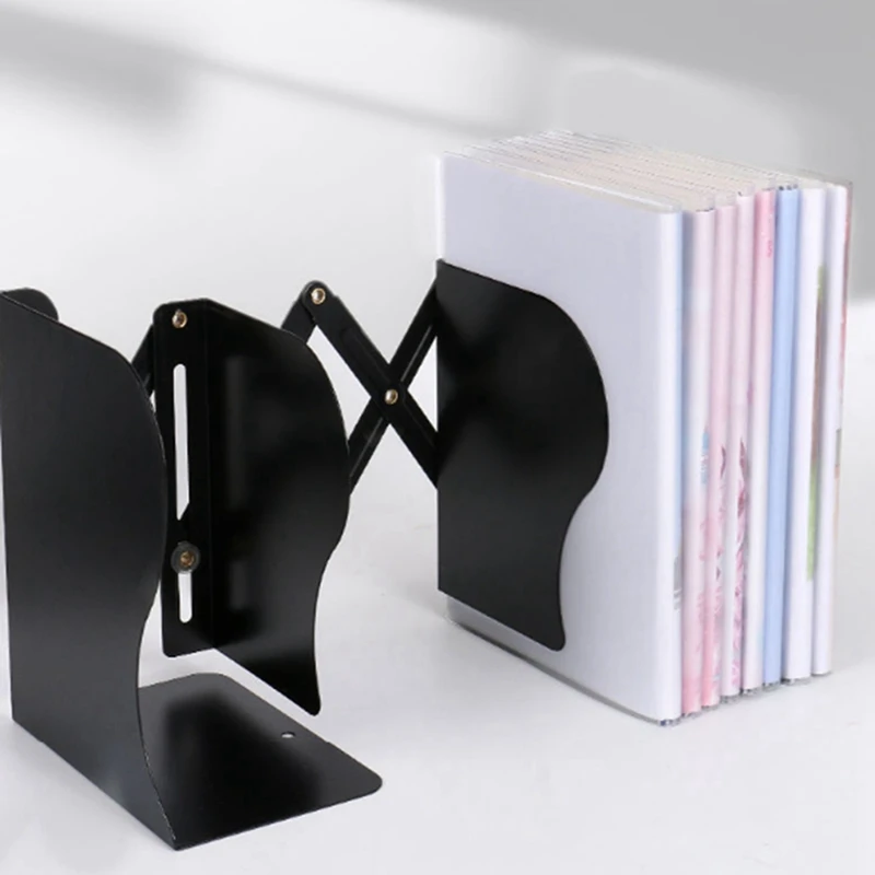 

1x Extension Adjustable Metal Bookends & 2 Pack Triple-Cornered Desktop Magazine File Holder Rack