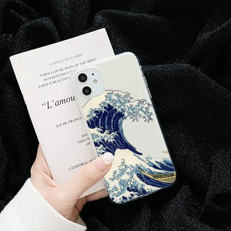 

The Big Wave of kanagawa Phone Cases Transparent for iPhone 6 7 8 11 12 s mini pro X XS XR MAX Plus cover funda shell