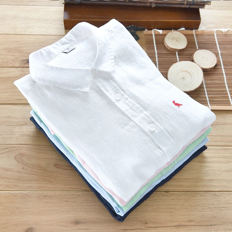 2021 100% pure linen long-sleeved shirt men brand clothing men shirt solid white shirts men camisa shirts mens