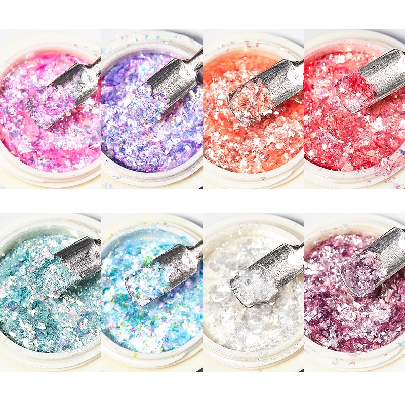 1 коробка сверкающий алмазный порошок для ногтей фиолетовые розовые блестки