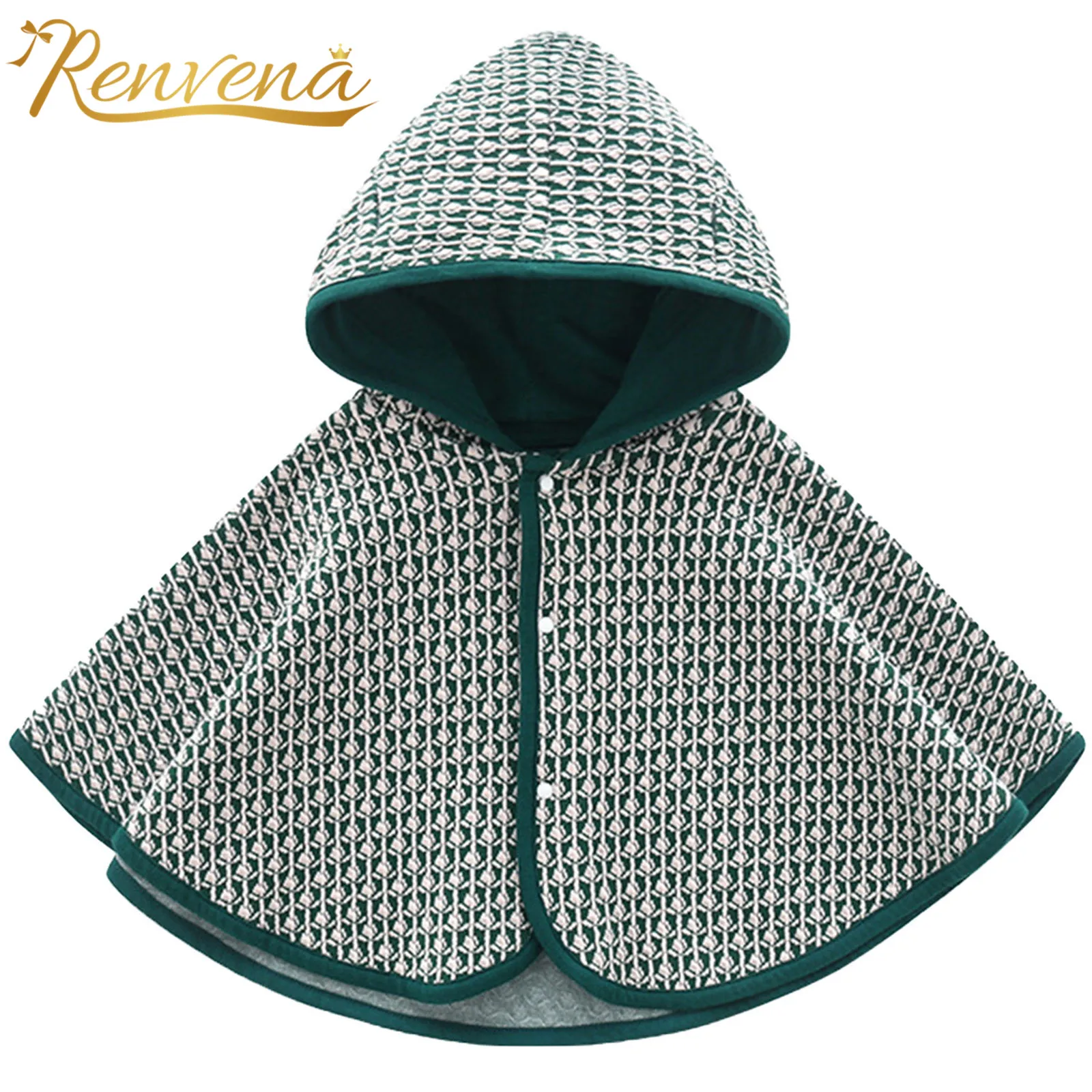 

Toddlers Girls Hooded Cape Childrens Plaid Printed Capes Princess Cloak Girls Clothes Party Costumes Cover Ups Kids Wrap Green
