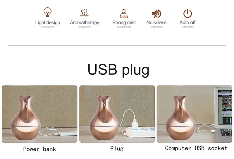 OTOKU 130 мл USB аромадиффузор Мини Ароматерапия древесное зерно увлажнитель воздуха