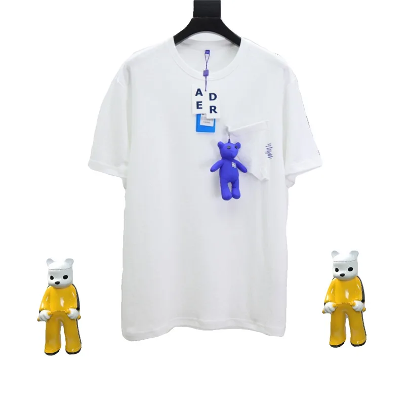 

ADER ERROR T-shirt Men Women Pin Bear Logo Adererror Tee Mock Pocket ADER Short Sleeve Tops