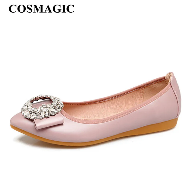 Женские балетки на плоской подошве comagic украшенные кристаллами с круглым бантом