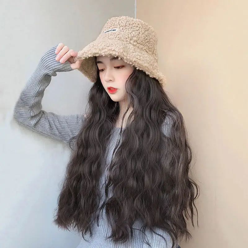 

Winter Soft Warm Bucket Hats for Women Autumn Lamb Plush Hat Fisherman Sunscreen Fishing Hat Lady Casual Flat Panama Caps Korean