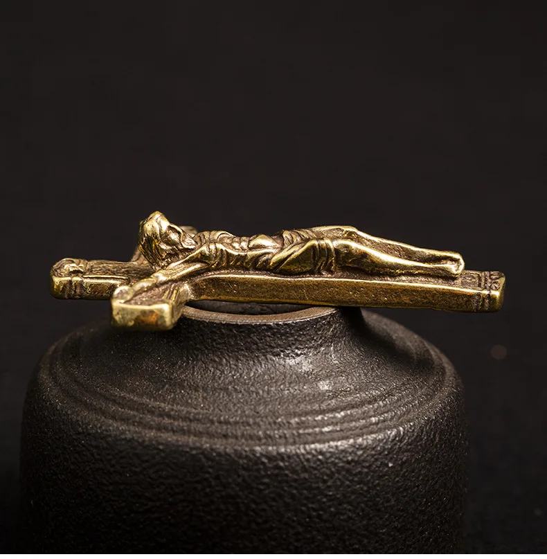 Латунная статуя креста Иисуса ремесленное украшение миниатюрный портативный