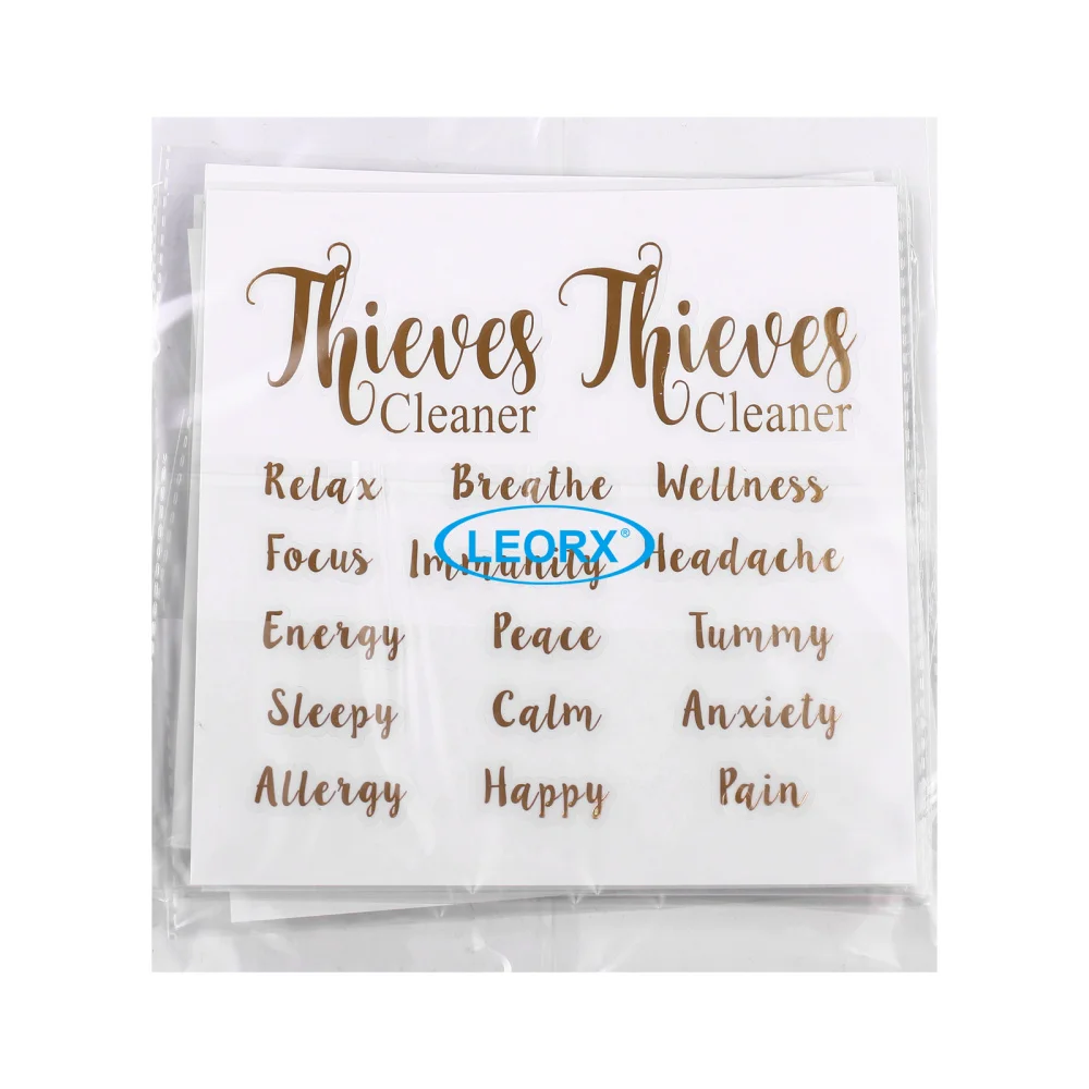 

LEORX 5 Sheets Essential Oil Bottle Labels Letters Tag Stickers Creative Oil Bottle Decals Self-adhesive Pasters
