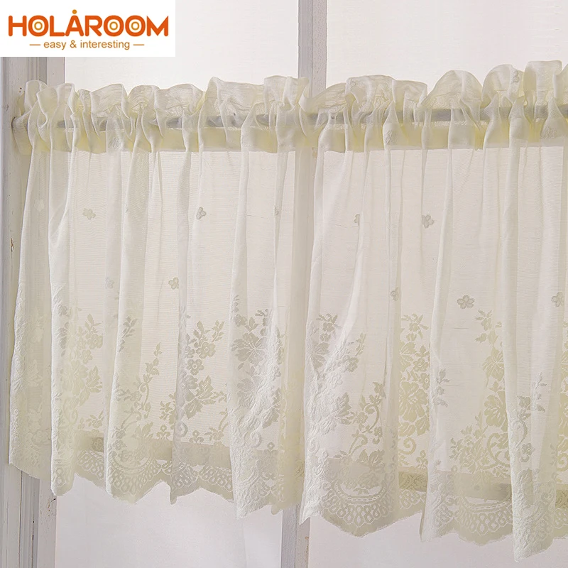 

Занавеска для кухни, кофейного цвета, кружевной Декор для дома/гостиной, жаккардовая ткань, готовая занавеска, кружева из полиэстера, Коротк...