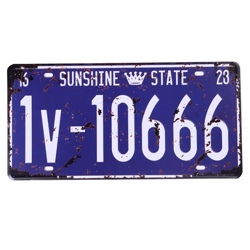 

SUNSHINE STATA - Car License Metal Plate Car Number Tin Signs Bar Pub Cafe Decor Metal Sign Garage Painting Art Plaque Poster