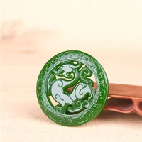 green jade dragon pendant necklace chinese double sided hollow out hand carved charm natural jewelry fashion for men women gifts
