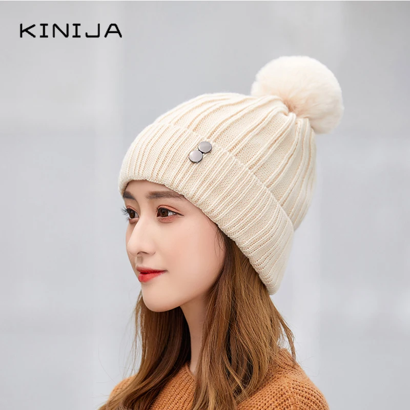 Женский Теплый вязаный пуловер шапка плюшевая и утолщенная вязаная с защитой