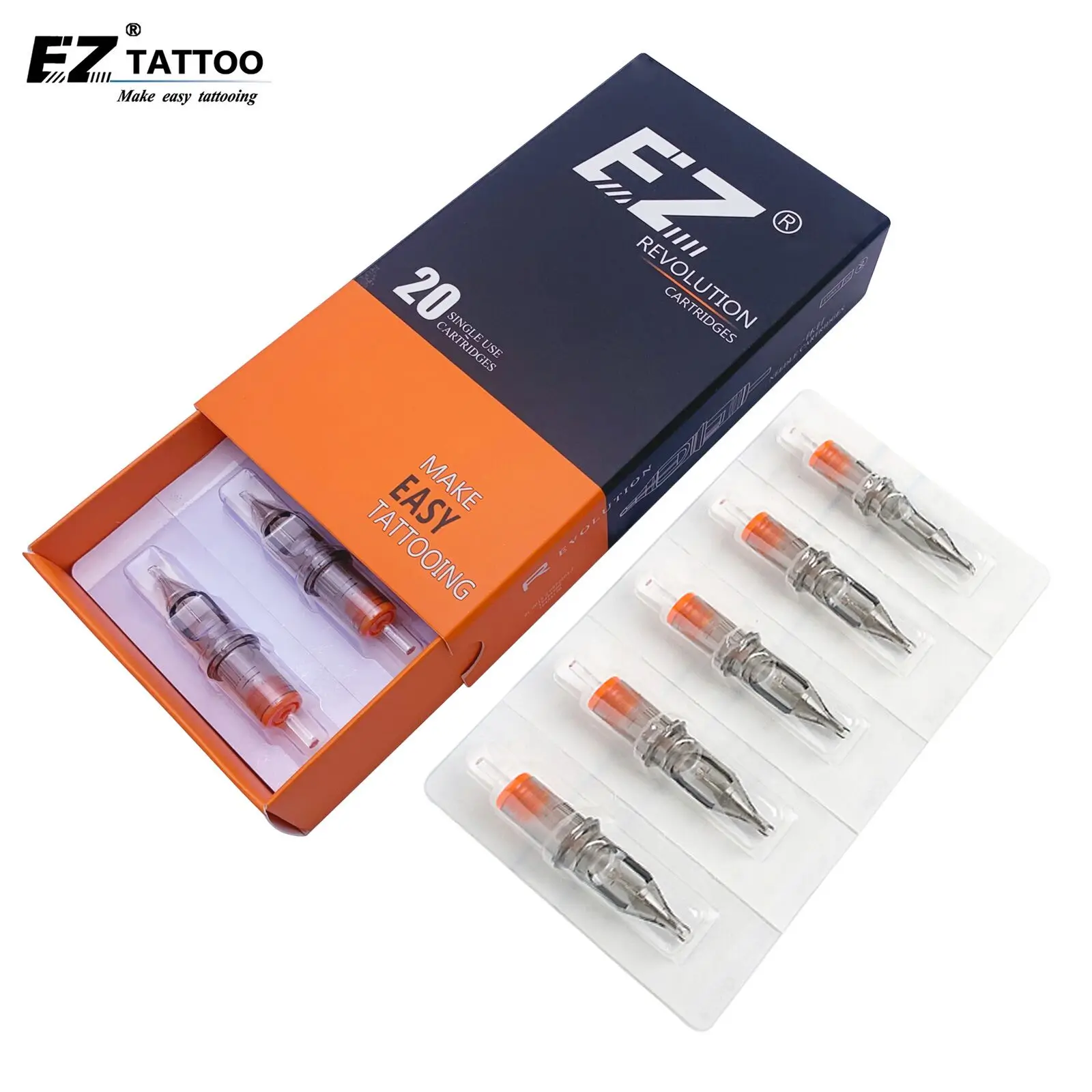 EZ Revolution Cartridge Tattoo Nadeln Runde Shader #12 0,35mm Lange Kegel 3,5mm für Patrone Tattoo Maschinen Griffe 20 teile/los