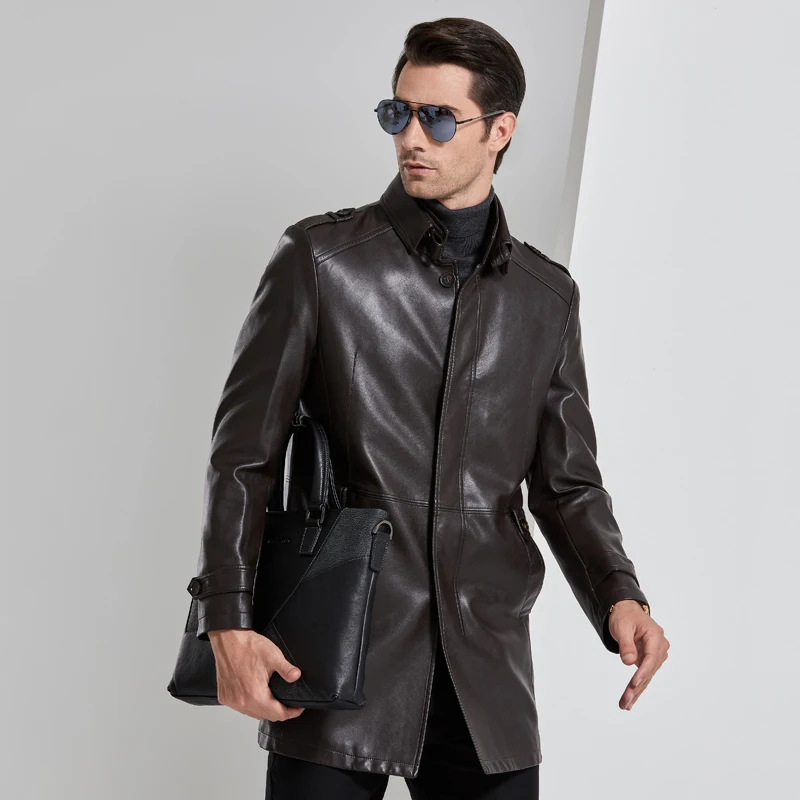 

Big Size M-4XL! 2020 New Jacket Men Autumn Winter Men's Leather Jackets Outdoor Windbreaker Medium Long jaqueta masculina