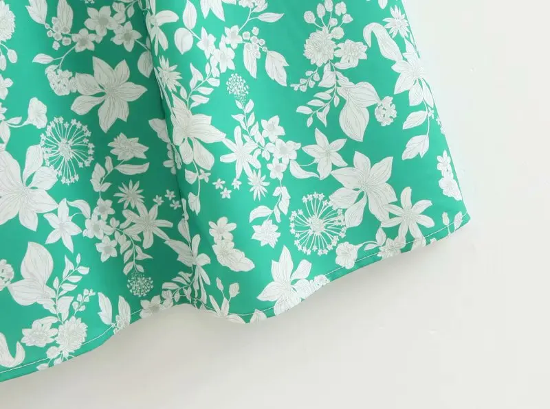 2018 женское винтажное зеленое платье миди с цветочным принтом женские