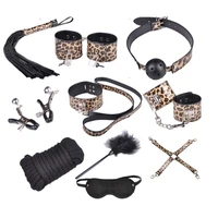 sexy leather kits plush sex bondage set handcuffs sex games whip gag nipple clamps sex toys for women couples exotic accessories