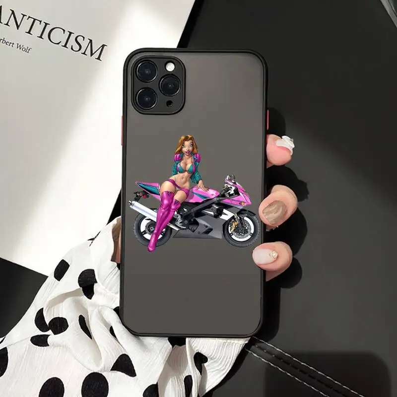 

Retro Moto Cross Motorcycle Sports Phone Case matte transparent For iphone 7 8 11 12 plus mini x xs xr pro max cover