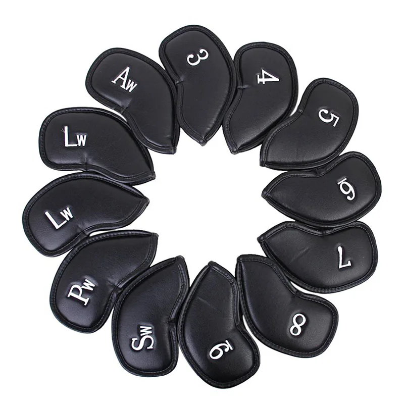 12 штук мягкие клюшек для гольфа головные уборы из черной искусственной кожи