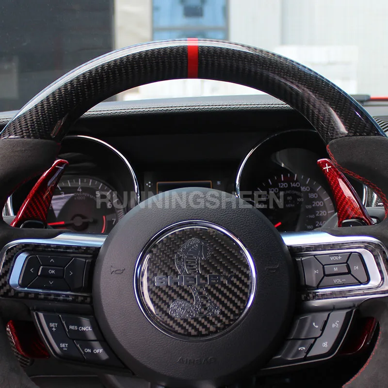 Автомобиль Настоящее углеродное волокно рулевое колесо весло Shifters для Ford Mustang