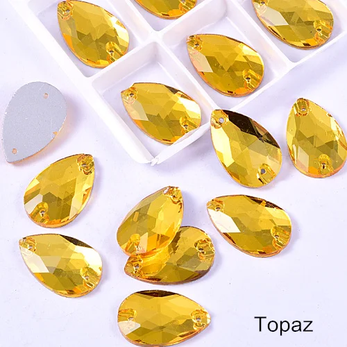 Topaz Слеза много Цвета с украшением в виде кристаллов Стекло пришить стразы пришивные стразы прямая швейная стразы свадебное платье B3839 - Цвет: Topaz