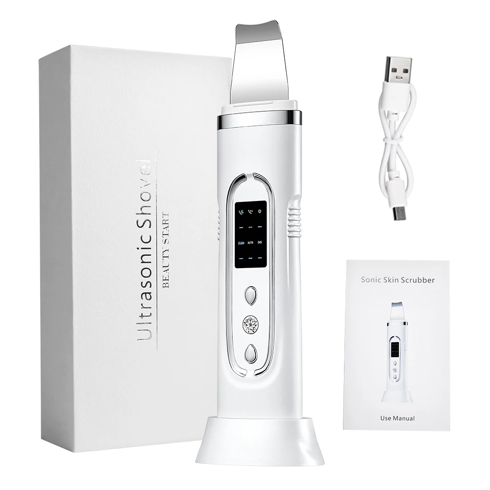 

Ultrasonic Skin Scrubber For Face Cleansing Tool Black Dot Cavitation Peeling Shovel Pore Cleaner Face Scraper Blackhead Remover
