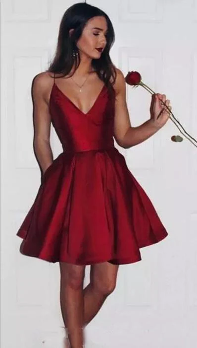 Скромные бордовые короткие женские Коктейльные Вечерние платья 2019 пикантные