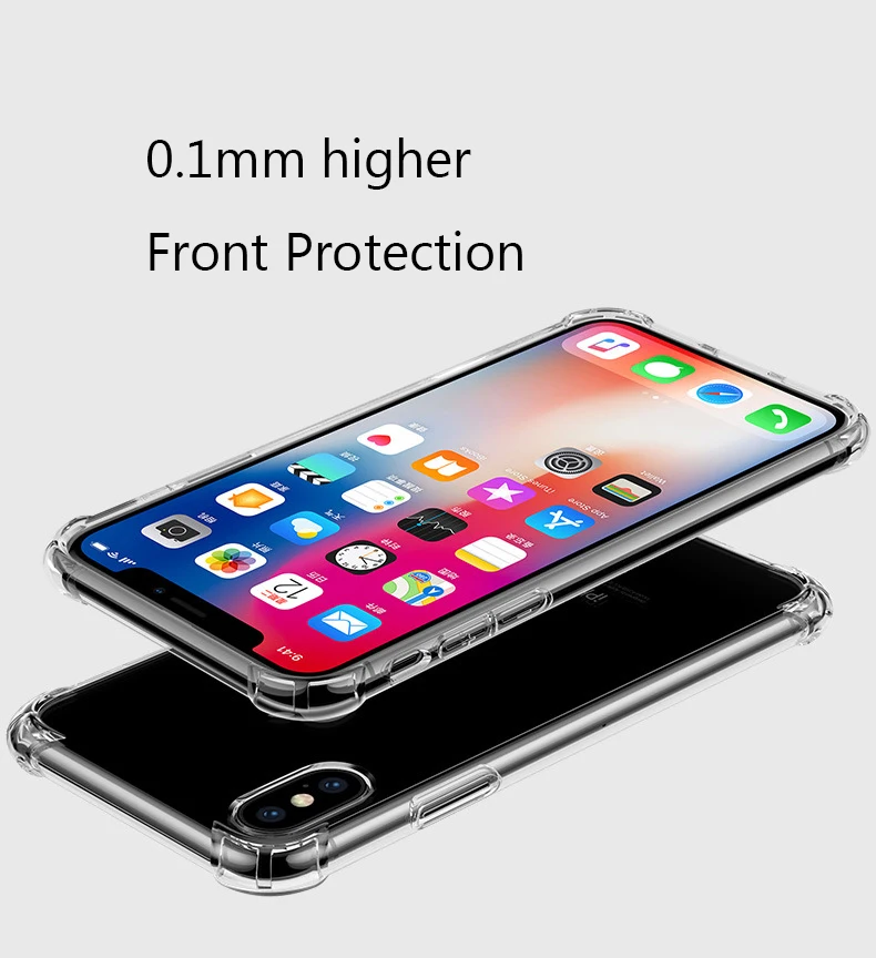 Кристально чистый ТПУ полный защитный чехол для iphone x X мягкий телефона
