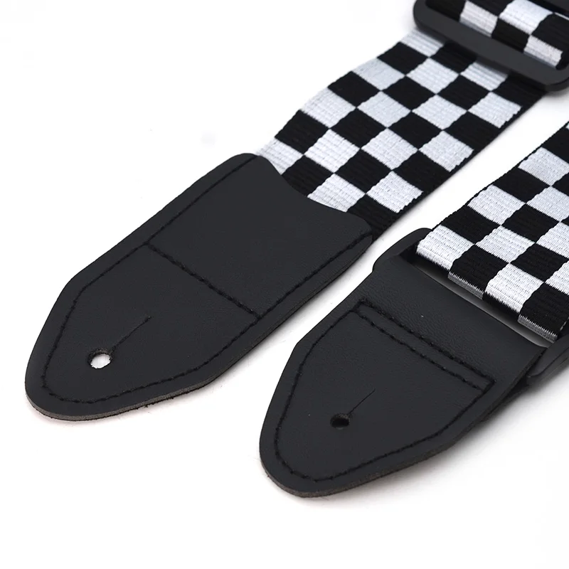 Черно-белый маленький квадратный дизайн гитарный ремешок лента акустический бас