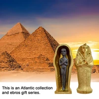 1pcs ancient egyptian coffin with mummy figurine resin craft collectible small ornaments miniature model home decor