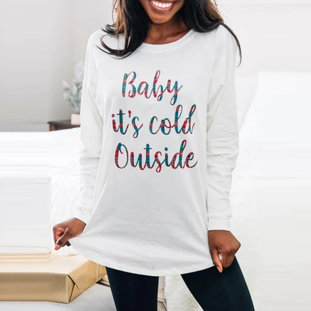 Зимние женские блузки с буквенным принтом женская одежда длинным рукавом