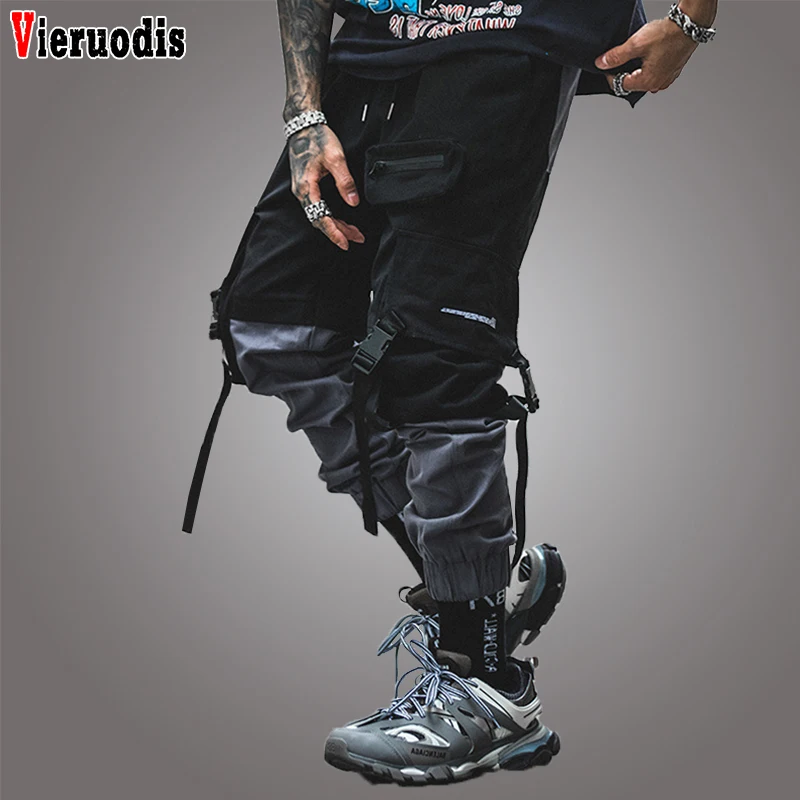 Брюки карго мужские с эластичным поясом Модные Цветные Джоггеры в стиле хип хоп