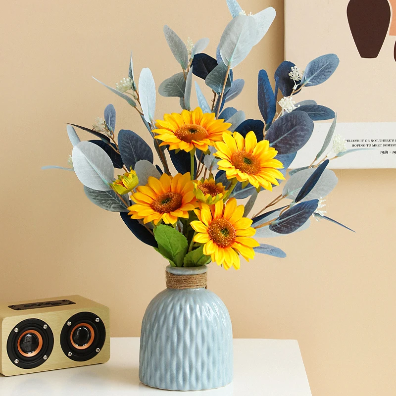 

Home Decor Simulation Sunflower Flower Wedding Decoration Indoor Restaurant Tabletop Vase Bouquet Ornaments Creative Nordic Gift