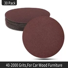 30 шт 7 дюймов 180 мм Алюминий оксид шлифование наждачной бумагой диски Крюк и петля шлифовки и полировки для случайных орбитальная шлифовальная машина