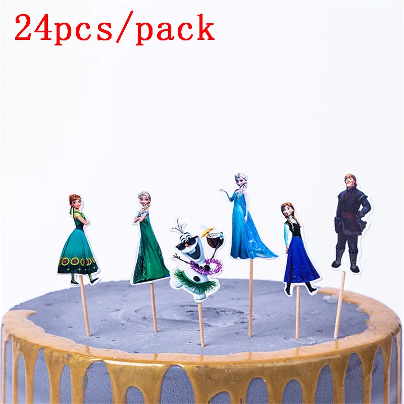 Topper-24pcs Дисней Принцесса Холодное сердце Анна Эльза 108*180 см День Рождения украшения Детские принадлежности одноразовая посуда скатерть детский душ - Цвет: Topper-24pcs