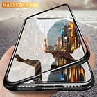 Магнитный металлический чехол с откидной крышкой для iPhone 11 12 Pro Max XS XR X, стеклянный чехол для iPhone 6 6s 7 8 Plus XS MAX