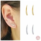 BOAKO 925 стерлингового серебра цвета слоновой кости Форма алмазные серьги-гвоздики для женщин кубический цирконий драгоценный дуги линии стержня уха вечерние ювелирные украшения