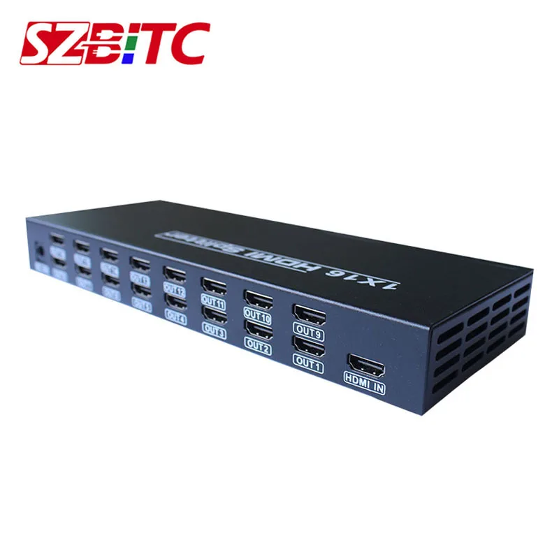 SZBITC 1x16 HDMI Splitter 1 in zu 16 aus 4K 16 Ports HDMI Verteiler Prozessor Video Converter für Xbox PS4 PS3 HDTV