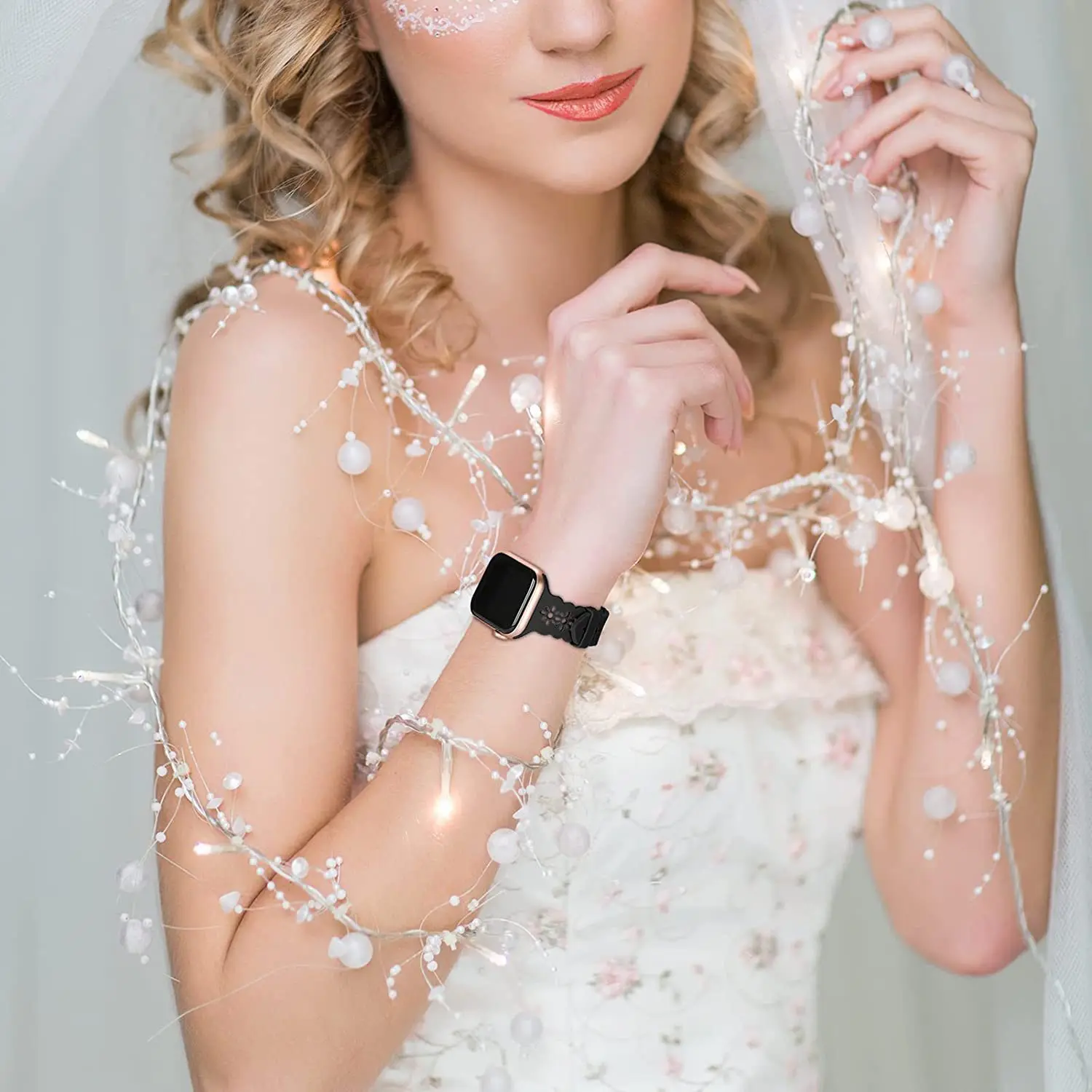 Ремешок силиконовый для Apple Watch 44 мм 40 спортивный браслет наручных часов Iwatch Series7 6