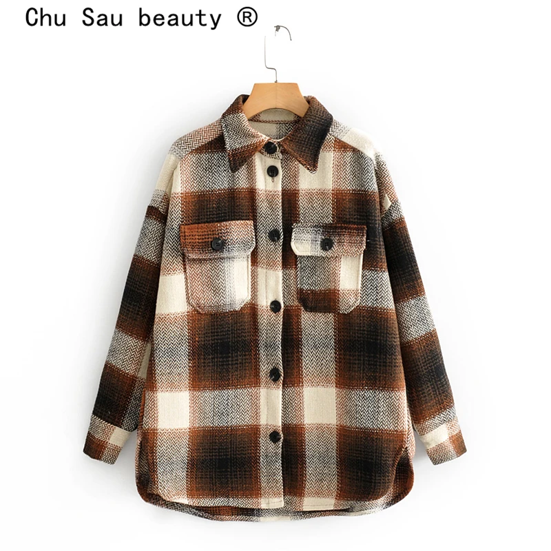 Женская однобортная блузка Chu Sau beauty модная Толстая свободная повседневная