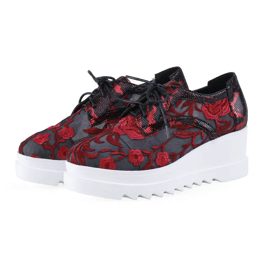 Женская обувь ESVEVA на танкетке из искусственной кожи с принтом шнурках осень