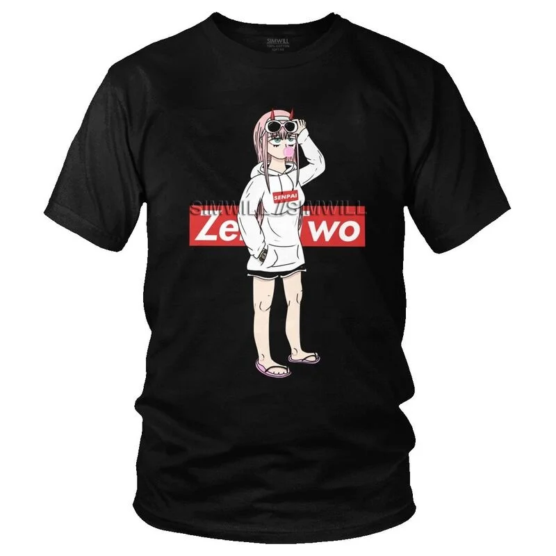 

Darling в Franxx футболка для мужчин хлопковая Футболка с принтом уличная футболка с короткими рукавами и ноль два семпай футболка