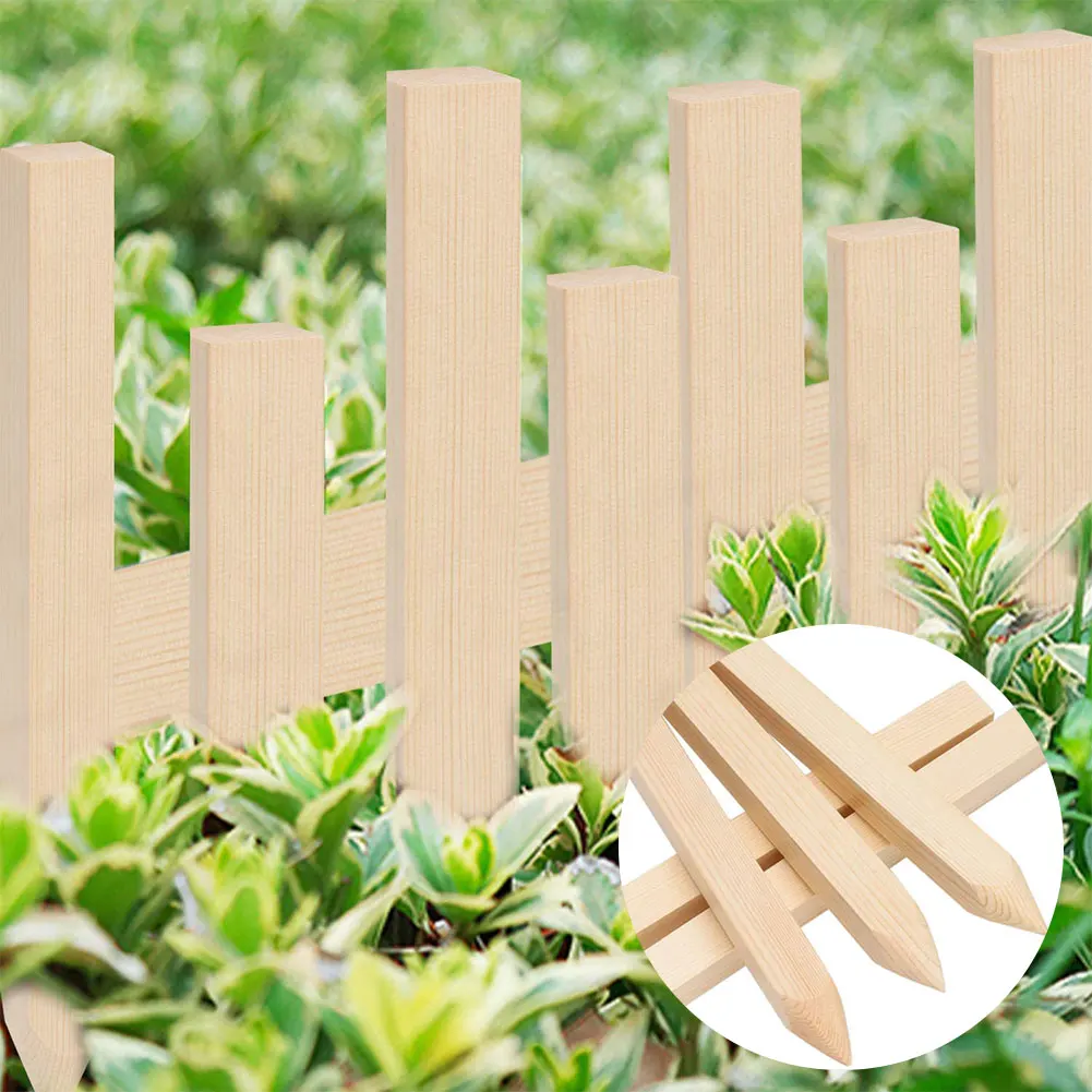 

6PCS Fence Stakes Wood Fence Post Outdoor Garden Wooden Stakes Yard Square Pointed Wooden Stake Guardrail Courtyard A Fence