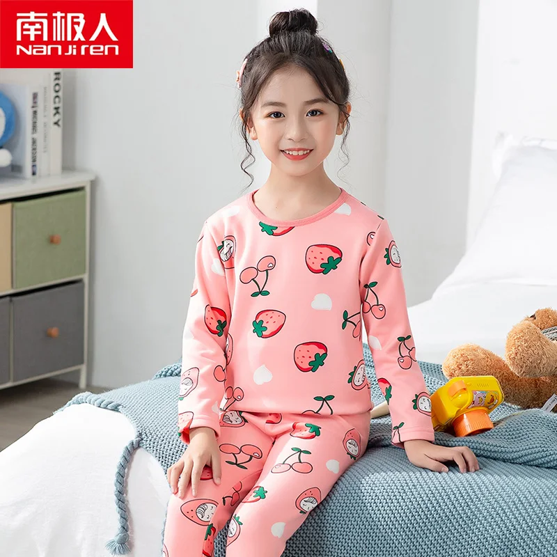 

Детская одежда nanjiren, Детский Теплый пижамный комплект, вельветовый теплый Детский костюм, Повседневная Удобная дышащая Пижама, 2G