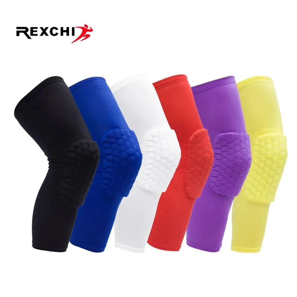 REXCHI 1 шт. баскетбольные наколенники рукава соты скобки эластичные наколенники Защитное Снаряжение Наколенник пена Поддержка Волейбол поддержка