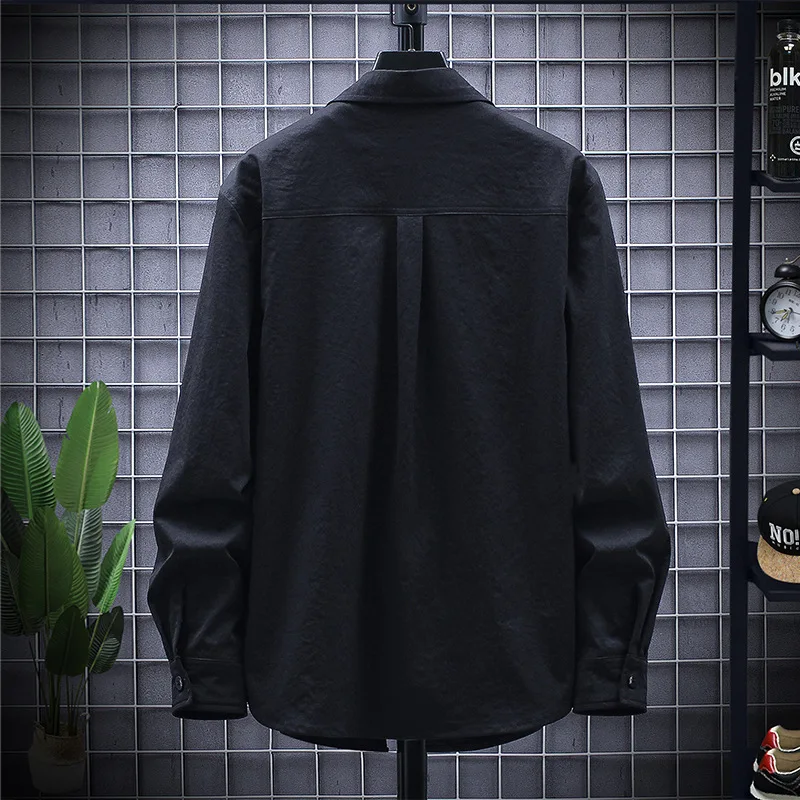 

The new 2021 han edition men long sleeve shirt fall coat handsome tooling shirt leisure coat