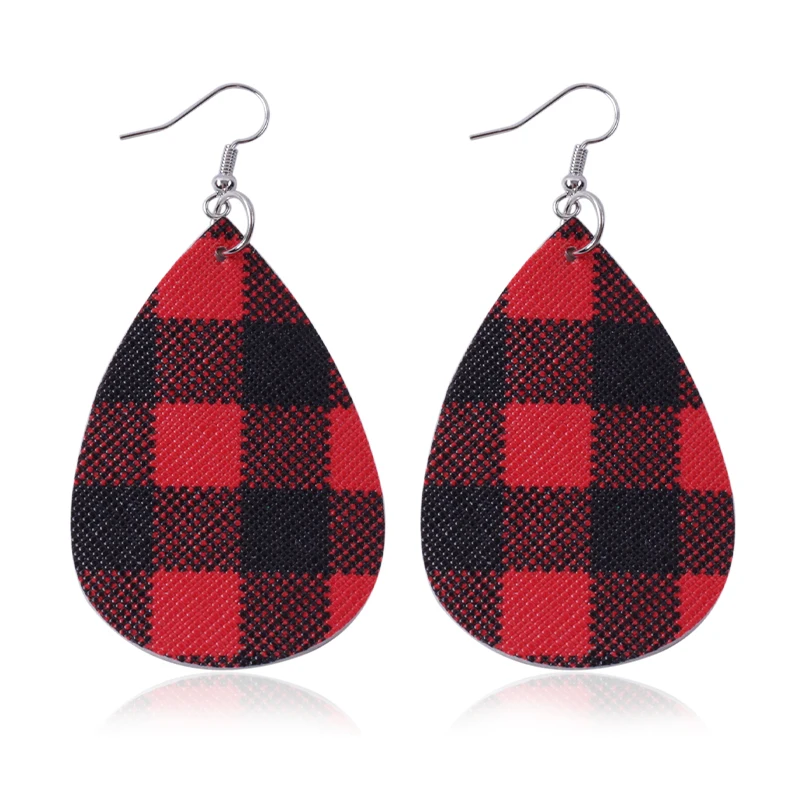 10 пар кожаных сережек в клетку буйвола 2020 для женщин красный набор виде каплей