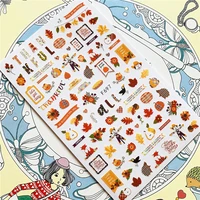 f 696 f 697 scarecrow autumn fruit maple leaf 3d back glue nail art stickers decals sliders nail ornament decoration