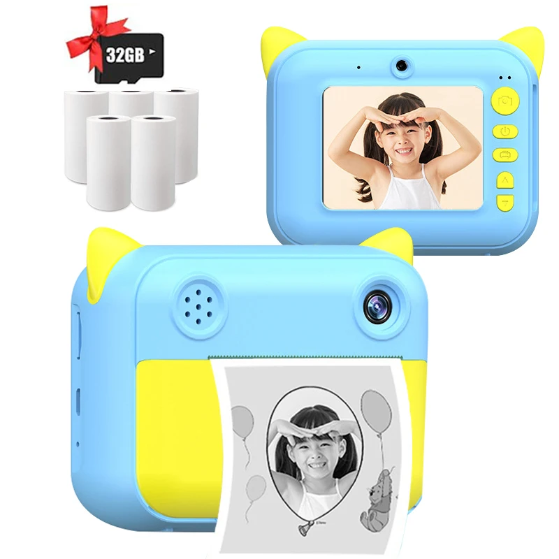 Детская камера Мгновенной Печати, камера для детей 1080P HD, фото-и видеосъемка, цифровая камера с термальной фотобумагой, детский фотоаппарат